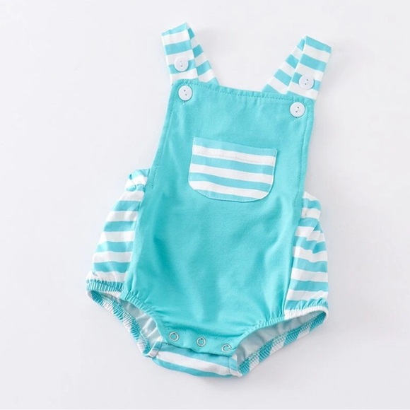 NWT Blue and White Striped Bubble Romper, 0-3 Months - Picture 1 of 3